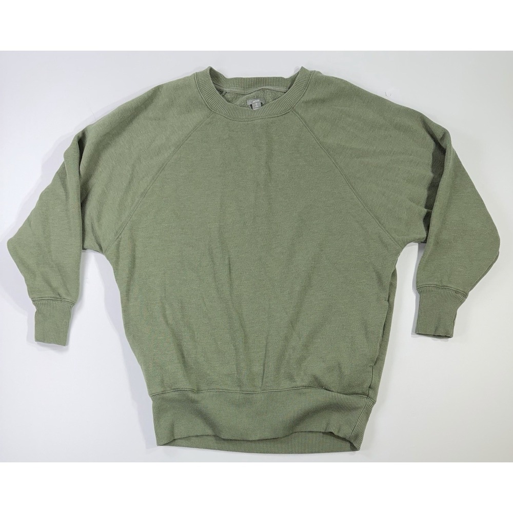 Aerie Oversized "down to earth" Crewneck Sweatshirt Olive Green Ribbed.  Sz‎ XS